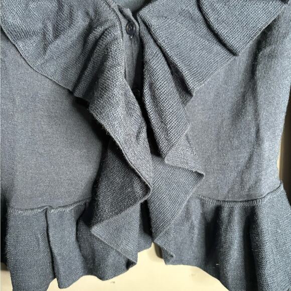 Cry Baby Navy Blue Button Front Cardigan Ruffle Detail Size XS - Picture 6 of 6